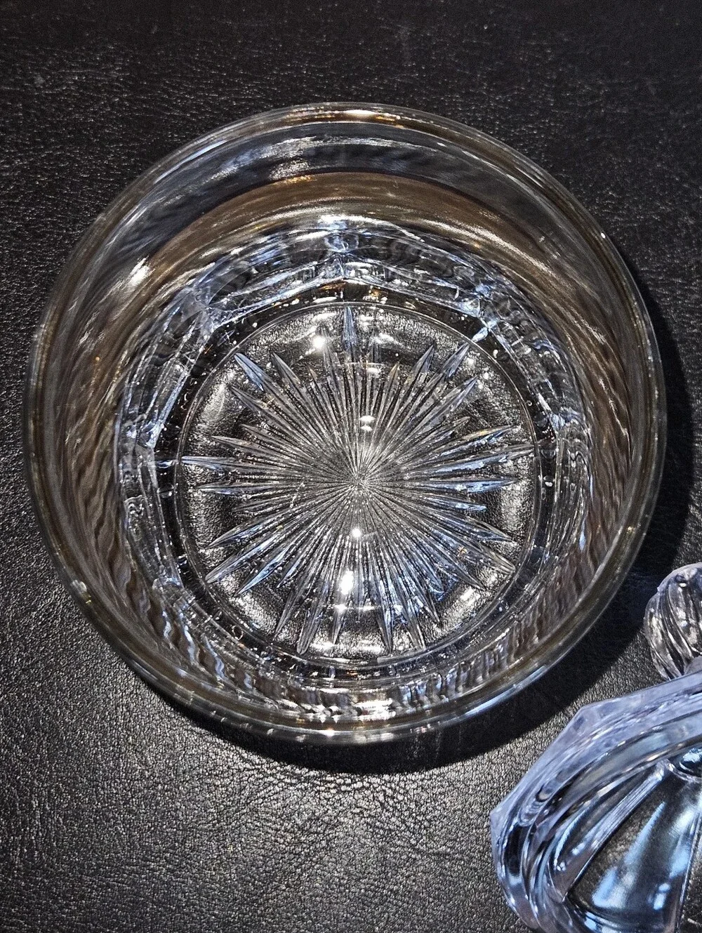 Vintage Duncan Miller Decorative Glass Candy Jar with Gold Tone Floral Band